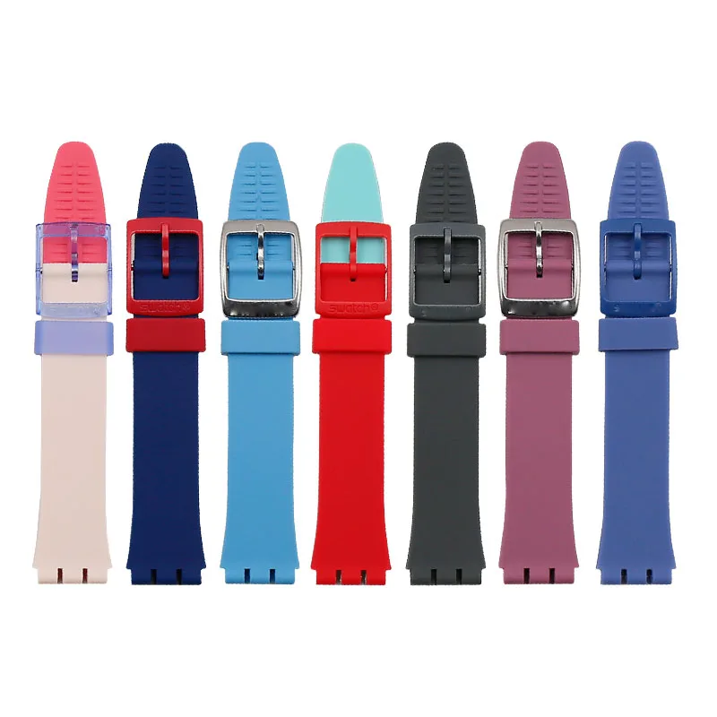 Silicone strap buckle buckle watch accessories 17mm for Swatch GB274 GW164GN239 sports waterproof bracelet female men watch band