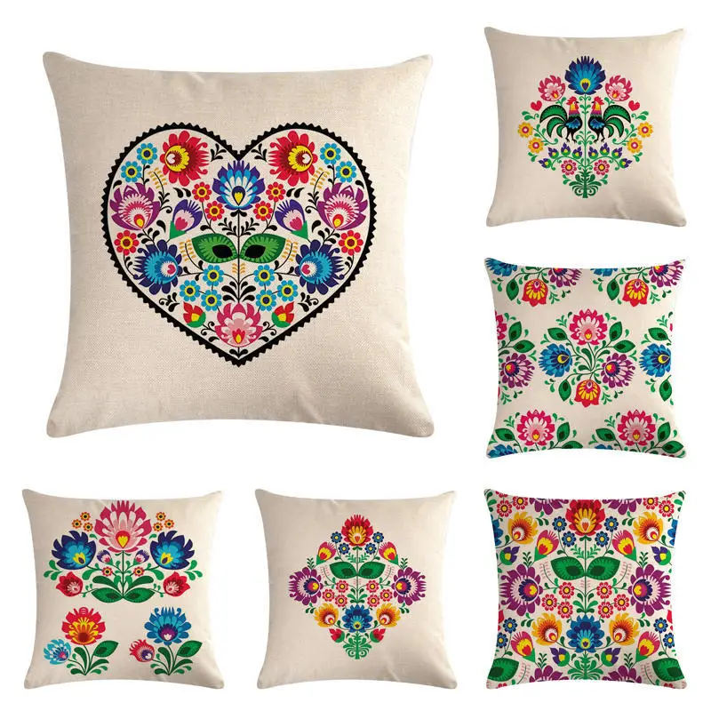 

45x45cm Colorful Flower Family Cushion Cover Soft Plush Pillow Case Home Room Office Decoration Back Throw Sofa Cushion Cover