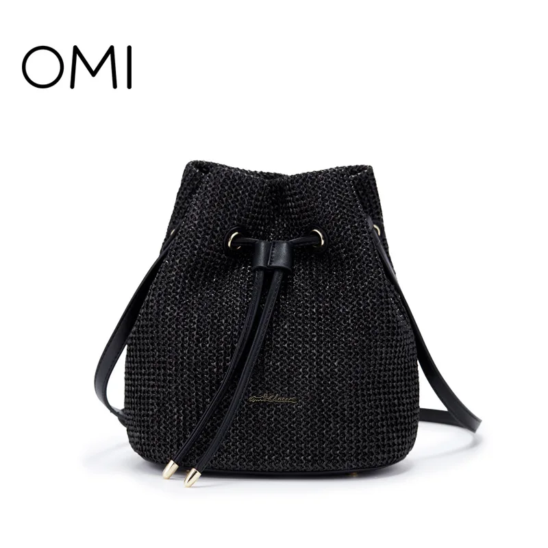 

Omi straw bag handbag fashion wild bucket small backpack casual straw bag shoulder bag