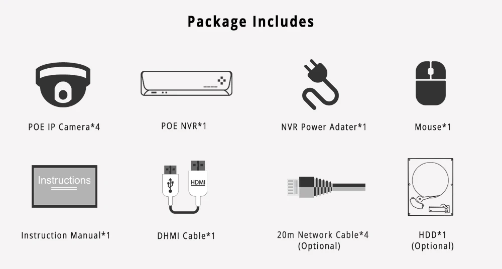 Умный 4ch 5MP POE IP системный комплект для фотокамеры H.265 безопасности с 8ch POE NVR на открытом воздухе Водонепроницаемый CCTV Cam Видео сигнала тревоги P2P г. мастер