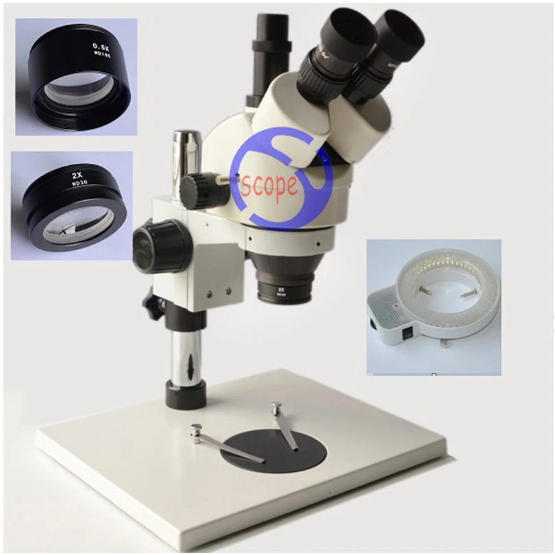 FYSCOPE Microscope 3.5X-90X Trinocular Inspection Microscope with Super Large Stand +144 pcs LED Light SZM2.0X SZM0.5X lens цена FYSCOPE Microscope 3.5X-90X Trinocular Inspection Microscope with Super Large Stand +144 pcs LED Light SZM2.0X SZM0.5X lens цены онлайн