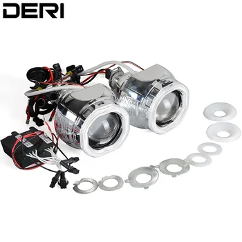 

2.8'' inch Square HID Bi xenon Projector Lens Headlight with CCFL White Angel Eye H1 H4 H7 6000K Hi/Lo Beam Car Styling