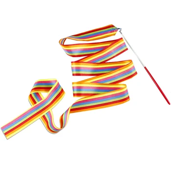 

4M Colorful Gym Ribbons Art Ballet Dance Gymnastics Performance Ribbon Streamer Twirling Rod Stick Children's Toy Streamers