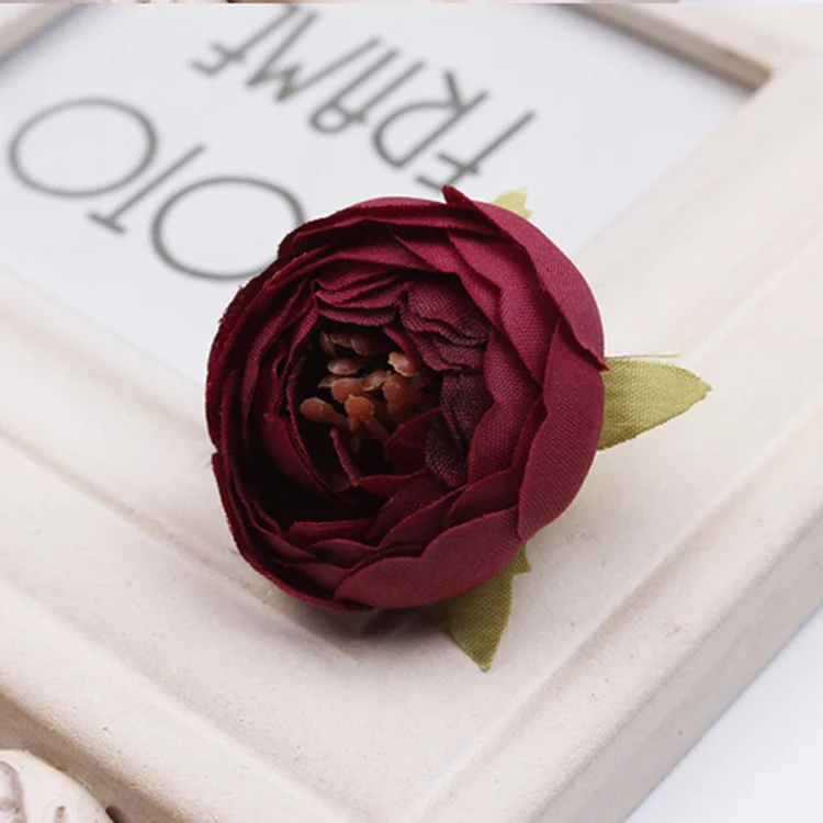 10pcs/lot 5cm Mini Rose Peony Head Silk Artificial Flower For Wedding Home Decoration DIY Wreath Scrapbook Gift Box Craft Flower