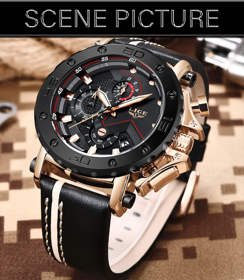 2022 LIGE New Mens Watches Luxury Large Dial Military Army Quartz Watch Fashion Casual Waterproof Wristwatch Business Watch Men
