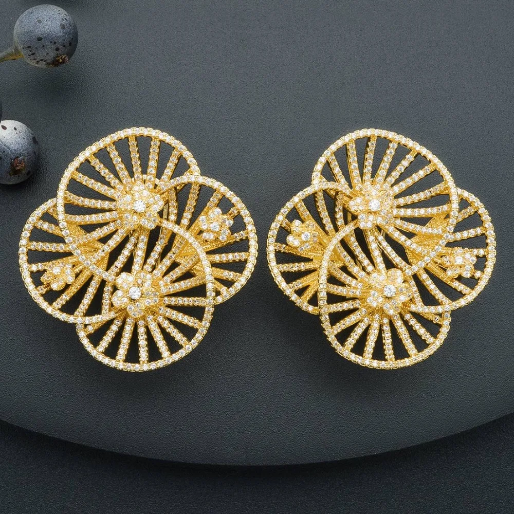 

ModemAngel Exquisite Flower Shape Super Cubic Zircon For Bridal Wedding Engagement Party Women Earring African jewelry