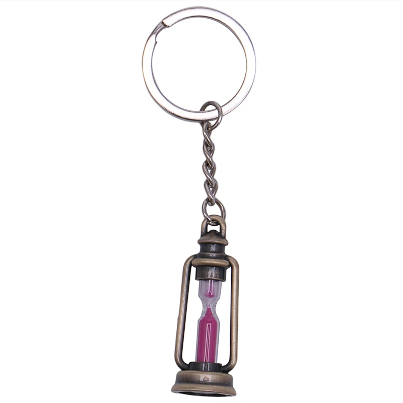 

Metal Lamp Shape Sand Timer Keychain Hourglass Key Chain Ring Trinket Keyring