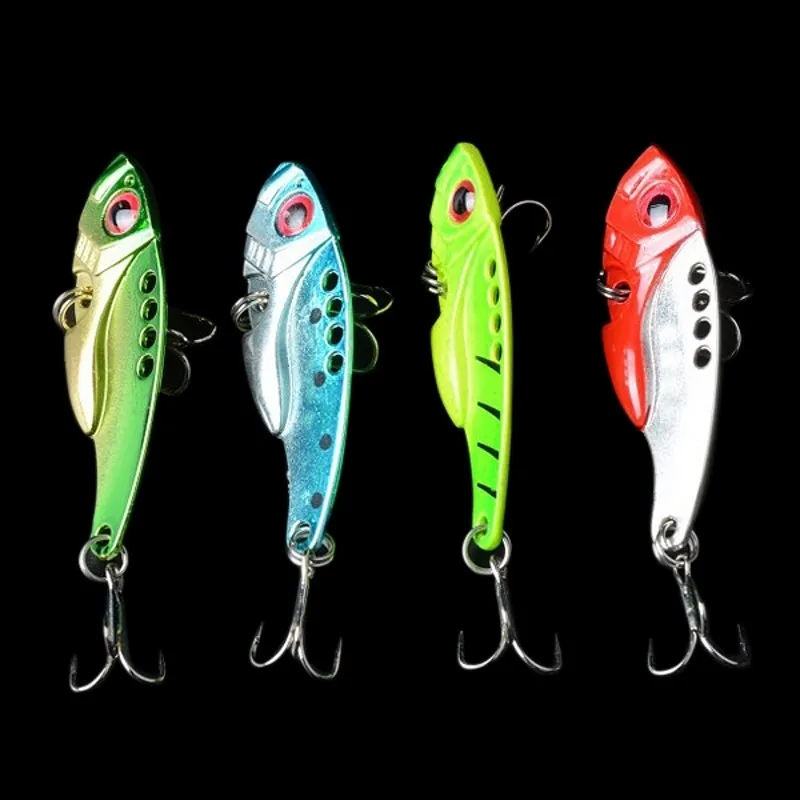 4Pcs Metal Fishing Lures Jig VIB Hard Crankbait Spinner Spoon Vibration