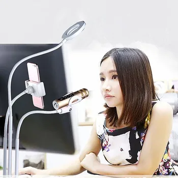 

Selfie Ring Light with Cell Phone Holder Microphone holder for Live Stream Makeup LED Ring Light With Long Arms for Phone