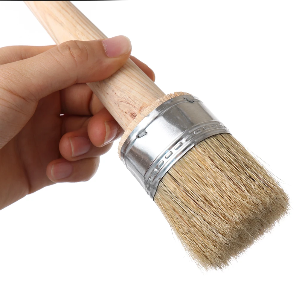 1PC Wood Handle with Natural Bristles Chalk Oil Paint Wax Brush Furniture Stencils art Home Decor Paint Brush Car Cleaning Brush bga reballing station 90mm x 90mm stencils holder template fixture jig with hand shank