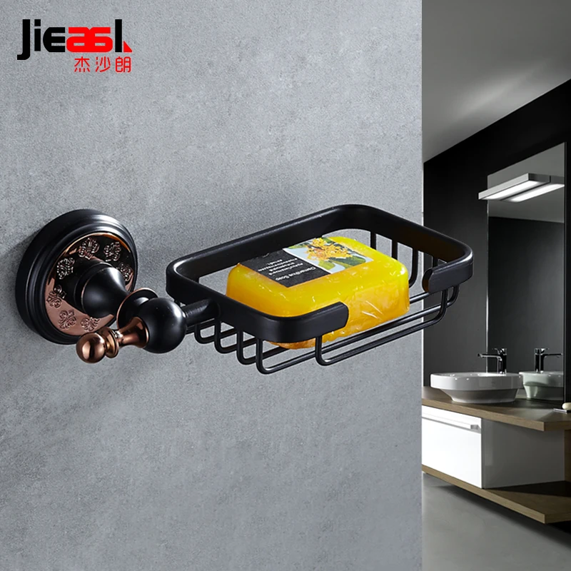 Jieshalang Euro Style Wall Soap Holder Box Black Soap Dishes Luxury