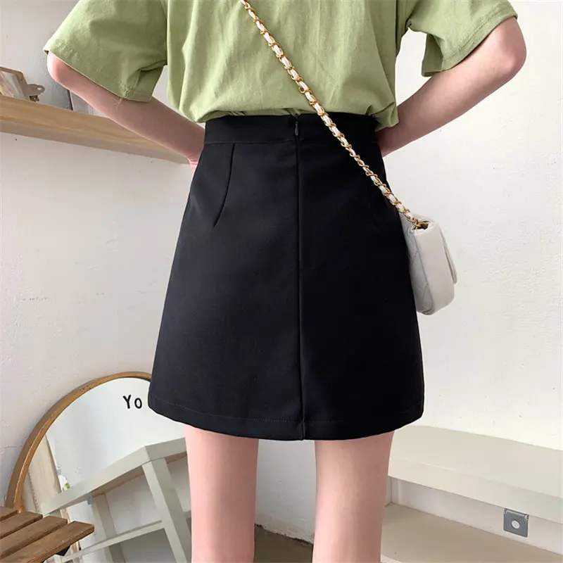 Hzirip стильные летние новые поступления женские офисные одноцветные винтажные узкие трапециевидные повседневные юбки с высокой талией в Корейском стиле большие мини-юбки