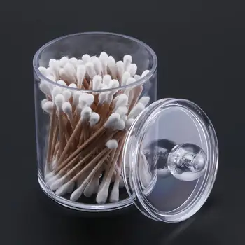 

120pcs Cosmetic Cotton Swab Double Head Ended Clean Cotton Buds Ear Clean Tools with Cylinder Acrylic Cotton Swab Case