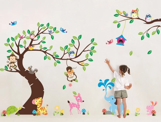 High Cl Monkey Tree Wall Stickers Cartoon Decals Jungle Animals High Cl Monkey Tree Wall Stickers Cartoon Decals Jungle Animals Wallpaper Kids Home Bedroom Nursery Decora