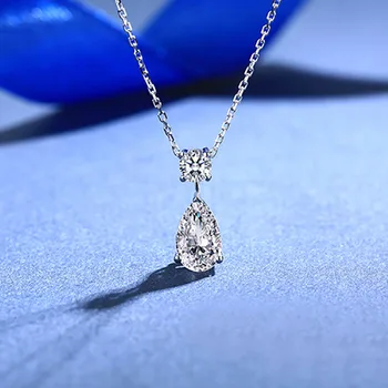 

Bonsoir White Gold Moissanite Pendant Water Drop Gold Matel 2019 Trendy Fashion Gift