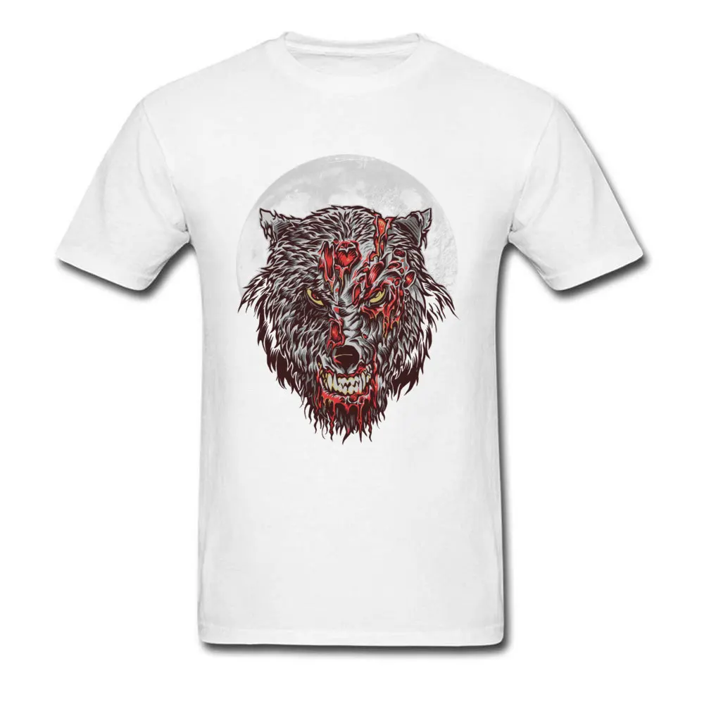 Zombie Wolf O-Neck Tshirts Father Day Tops T Shirt Short Sleeve Cute All Cotton Simple Style T-shirts Slim Fit Men Zombie Wolf white