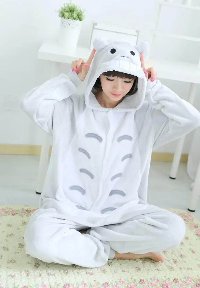 Totoro Unisex Adults Pajamas, Animal Onesies,Flannel Hoodie Cute ...