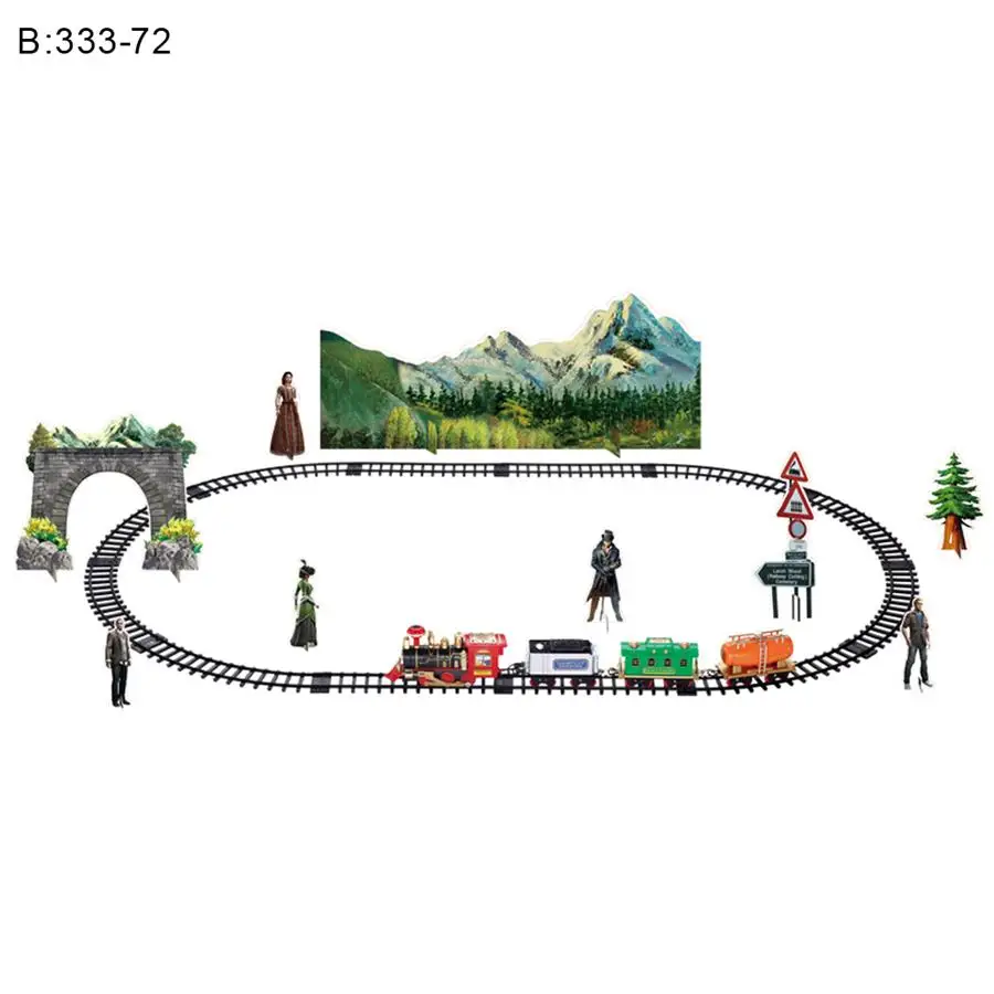 Электрический перезаряжаемый дым музыка динамический паровой RC трек хороший поезд набор модельная игрушка набор детский пульт дистанционного управления - Color: B