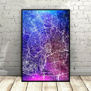 

Czech Republic city map Color map Brno City Map Art Canvas Poster Nordic poster Wall Pictures for Living Room No Frame