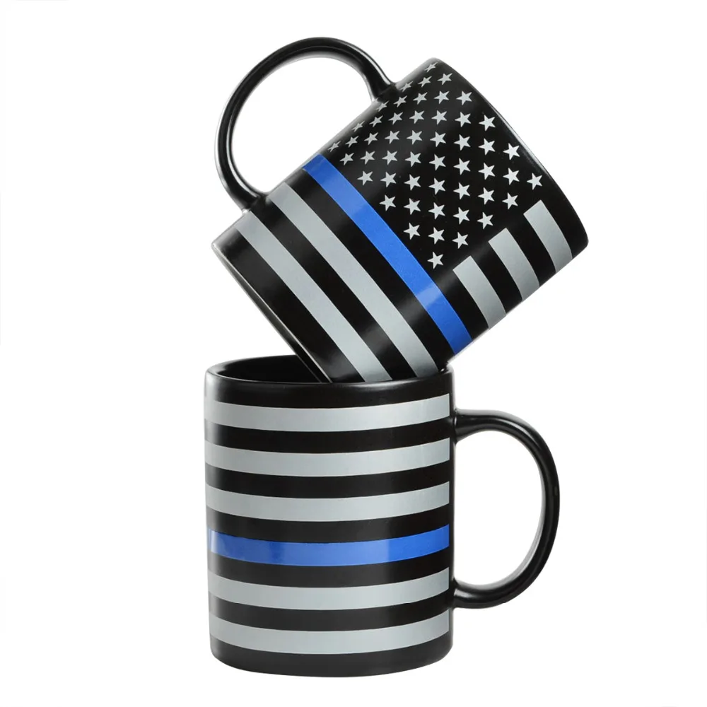 

Fashion New American US Old Glory Police Blue Line Mugs Painting Ceramic Cup Coffee Milk Tea Mug Drinkware Novetly Gifts 1pc