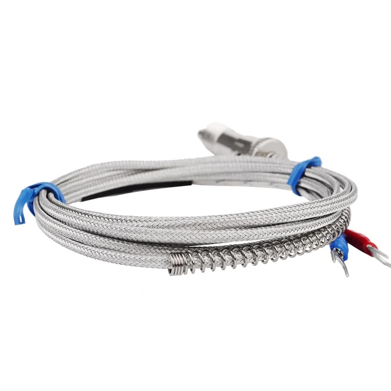 K Type Thermocouple Temperature Sensor Bayonet Compression Spring with 2m Cable 