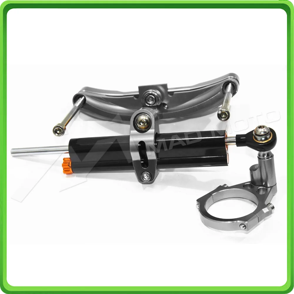 For Yamaha FZ1 Fazer 2006 2007 2008 2009 2010 2011 2012 2013 2014 2015 2016 2017 Steering Damper & Bracket Mount Kit Black&Gray (11)