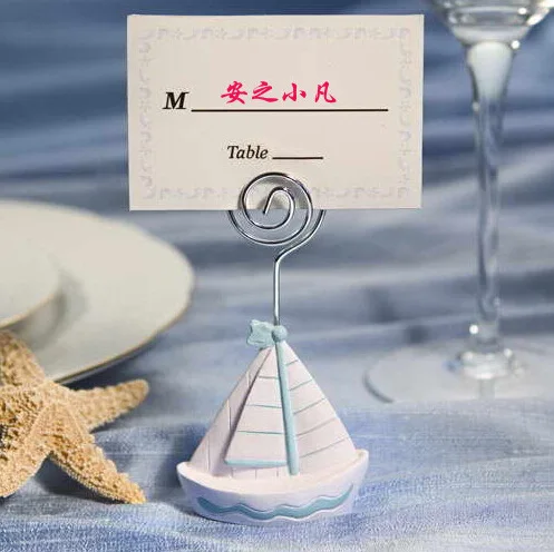 Free Shipping 12pcpcs Sail Boat Silver Beach Theme Place Card