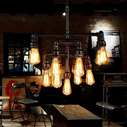 

IWHD Iron Water Pipe Lampen Style Loft Hanging Lamp LED Luminaire Retro Vintage Industrial Pendant Light Fixtures Home Lighting