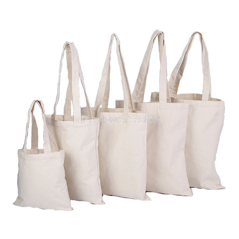 Blank Canvas Shopping Bags Reusable Foldable Casual Daily Shoulder