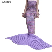 CAMMITEVER Hot Mermaid Blanket Handmade Knitted Sleeping Wrap Sofa Mermaid Tail Blanket Kids Adult Baby Crocheted Blanket knitted fishbone sofa wrap kids mermaid tail blanket