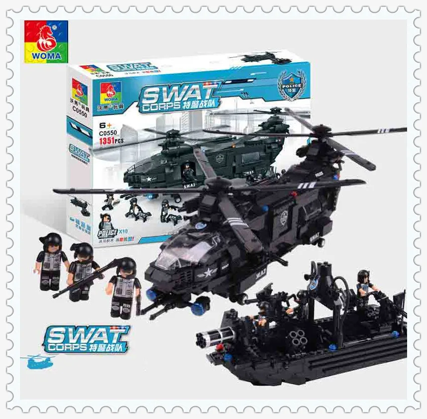 WOMA Military 1351pcs SWAT Police Model Building Blocks with font b Legoes b font Assembly Building
