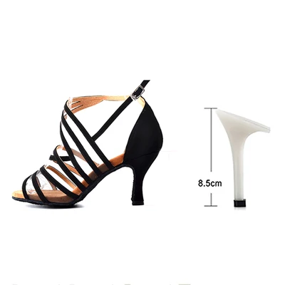 Ladingwu фланелевая черная обувь для Для женщин мягкая подошва плюш Pad Туфли для латинских танцев сальса Обувь для танцев на высоком каблуке 6/7. 5/8. 5/10 см - Цвет: Black 8.5cm