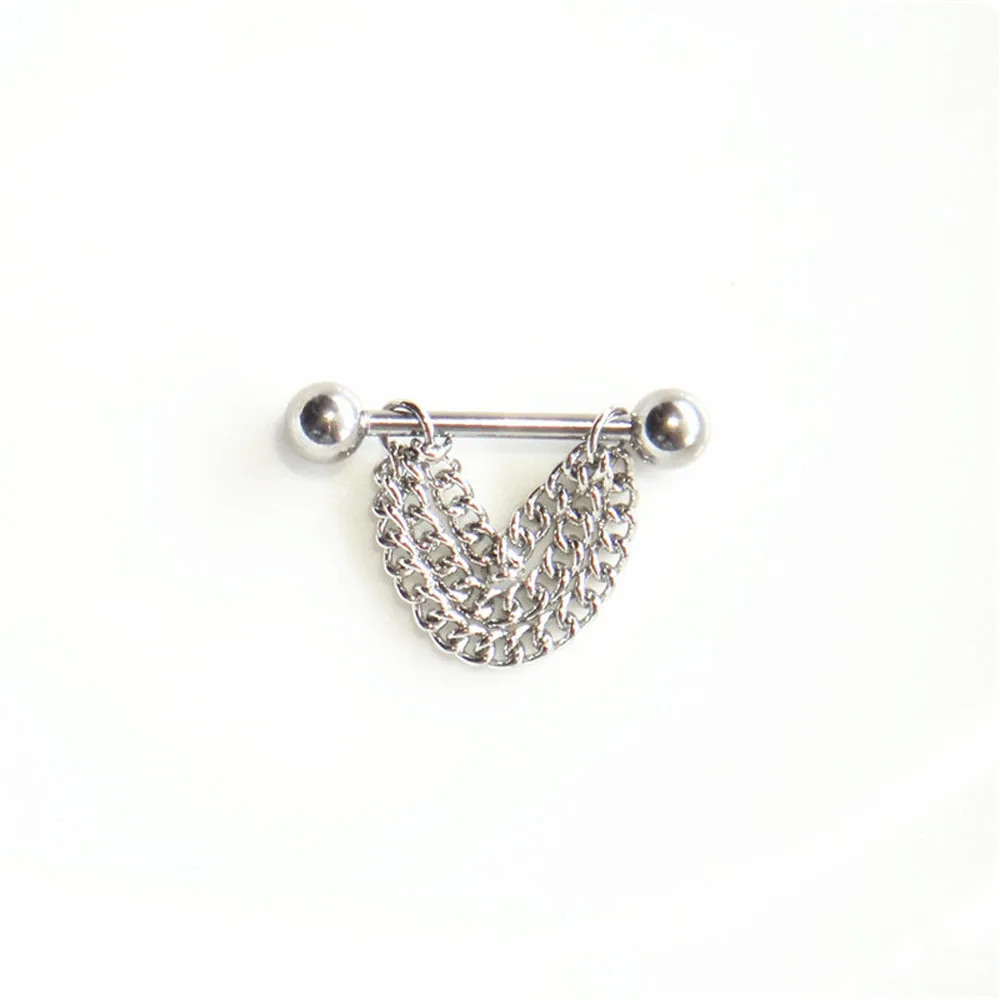 Sexy Stainless Steel Multilayer Chain Nipple Piercing Fashion Nipple Rings Shield Piercing Body