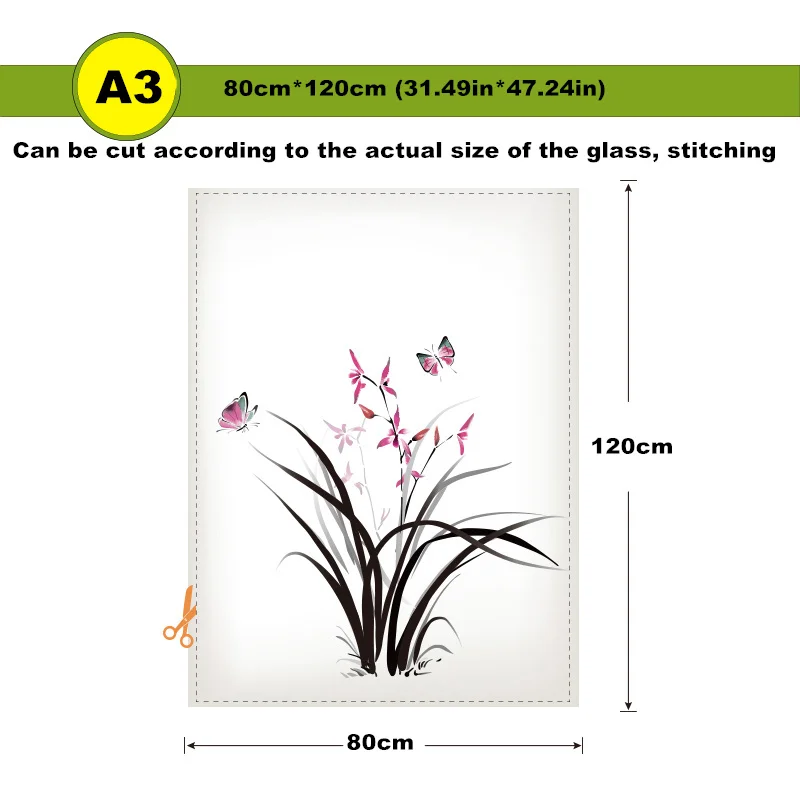 Китайские оконные стеклянные наклейки, матовая стеклянная пленка, раздвижная дверь, Балконная прозрачная полупрозрачная декоративная Фольга для ванной комнаты-25 - Цвет: Dielianhua A3