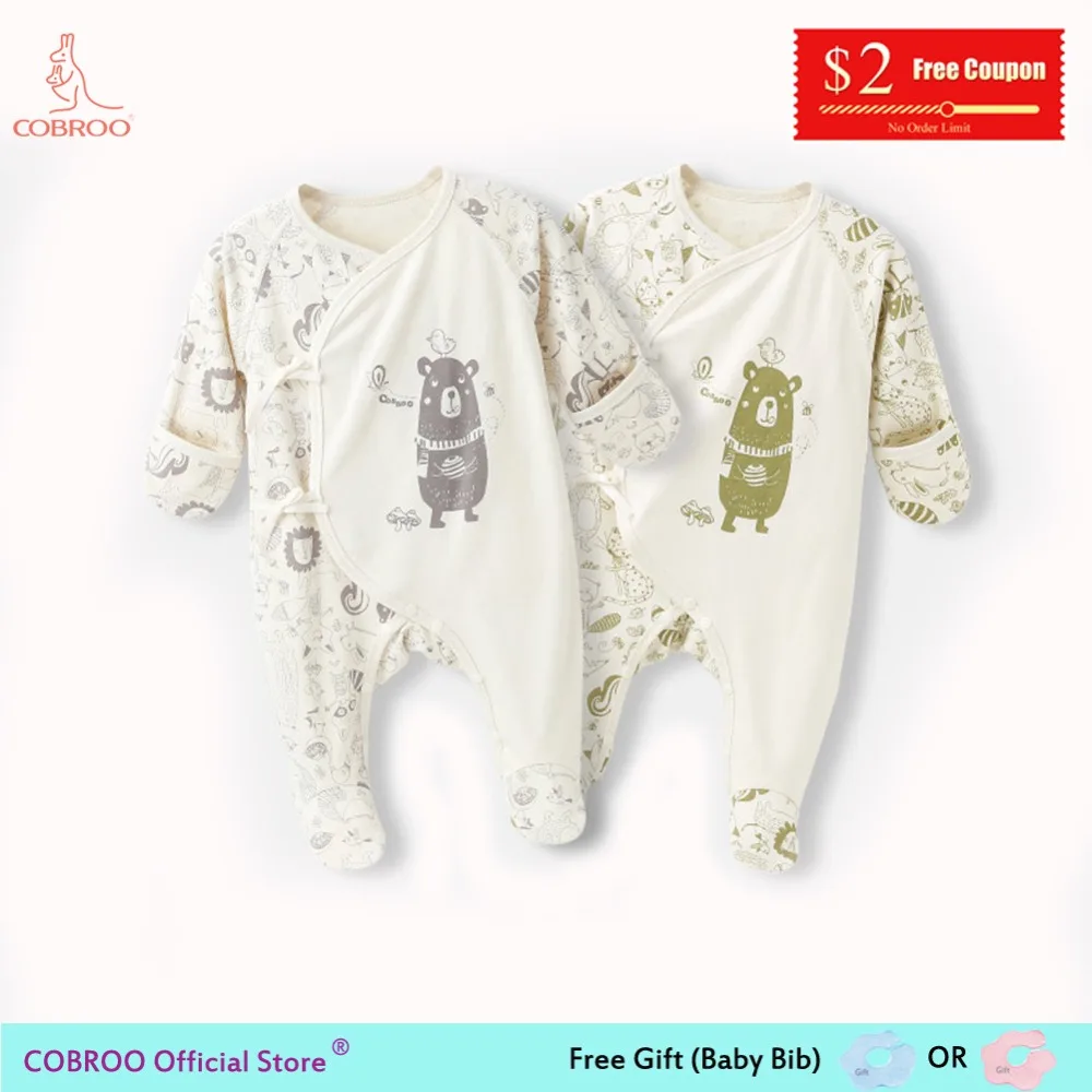 COBROO Одежда для новорожденных малышей 0-3 месяца унисекс детские Footies Хлопок милый