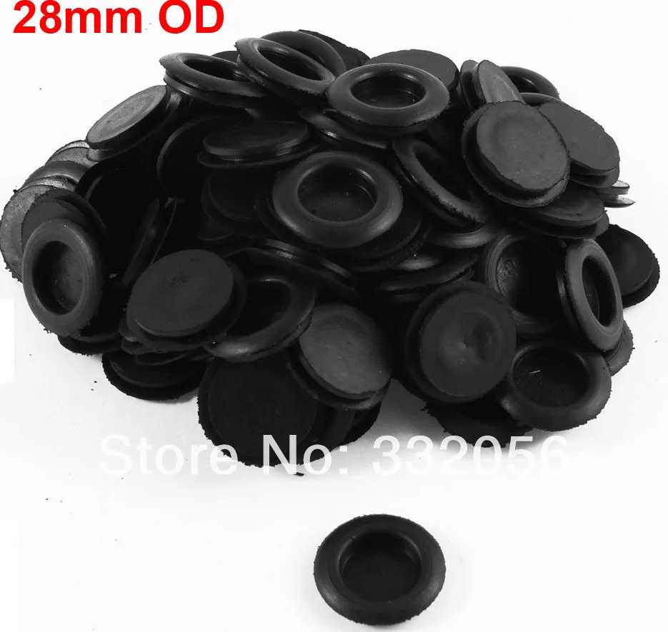 100 Pcs Black Single Side Rubber Grommets Wire Cable Protector 20mm