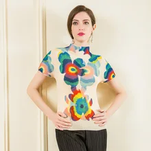 Miyake модная футболка с коротким рукавом новая сексуальная с принтом водолазка