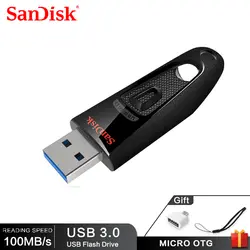 SanDisk флешки 64 ГБ USB 3,0 Флешка 16 ГБ 32 ГБ 128 ГБ 256 ГБ usb3.0 мини флэшки узнать Скорость до 100 МБ/с. интерфейсом USB CZ48