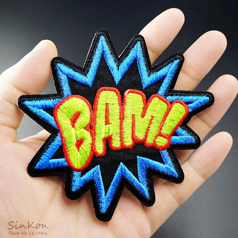 

BAM Size:9.5X10.0cm DIY Cloth Patch Badge Embroidered Cute Badges Hippie Iron On Kids Cartoon For Clothes Stickers
