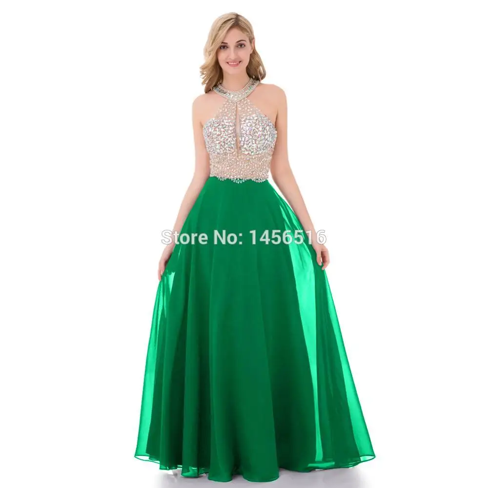 9211W сексуальное черное платье трапециевидной формы для выпускного вечера длинное платье на бретелях с открытой спиной и бисером vestidos de fiesta вечерние платья для торжеств - Цвет: Зеленый