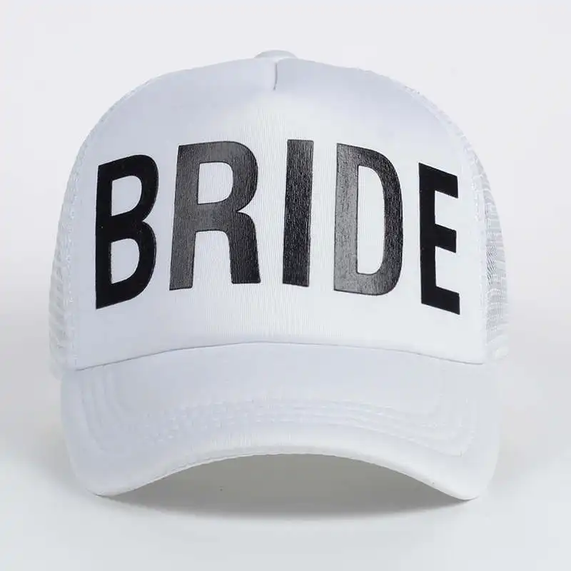 Невесты drinking Team принт Бейсбол шапки стиль Шапки Для женщин свадебные Preparewear белого и черного цвета бакалавра вечерние летние Шапки - Цвет: BRIDE