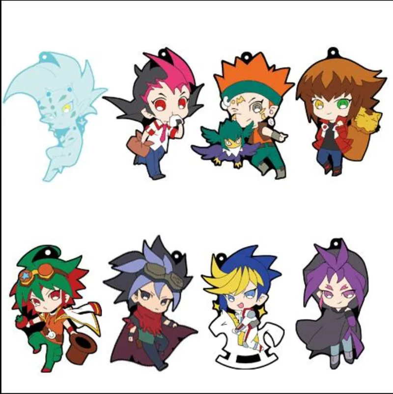 YGO Yu Gi Oh Yugi Muto Yusei Fudo Jaden Yuki Keychain Keyring Strap Rubber Be
