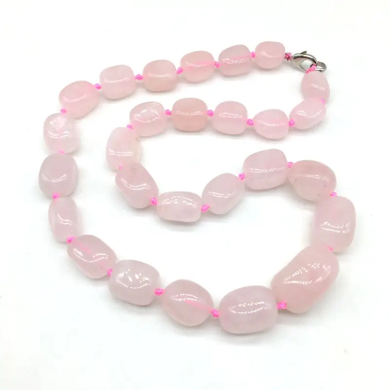 pink rose quartz crystal bead necklace choker graduated