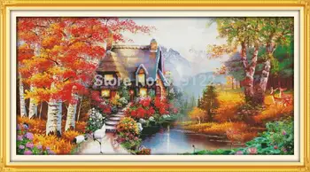 

Free House of Dreams (2) DIY Needlework DMC Counted Cross Stitch 11CT 14CT Sets For Embroidery Knitting Needles Patchwork Crafts