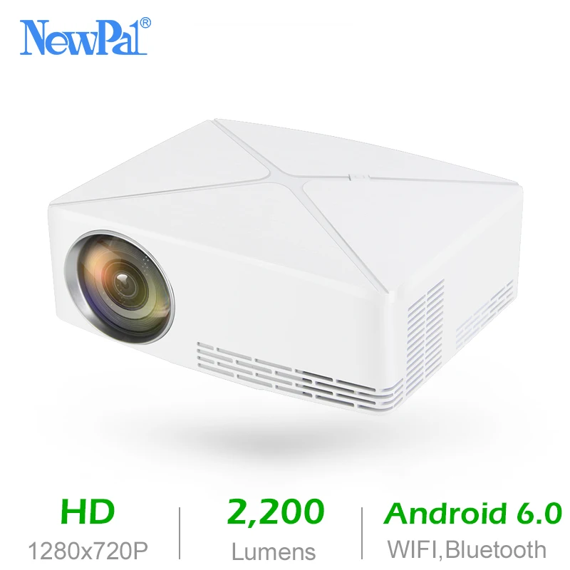 Newpal جهاز عرض صغير 3D العارض السينما المنزلية الروبوت WIFI الخيار 2200 التجويف 720 P متعاطي المخدرات Proyector C80 البرازيل مع قوس