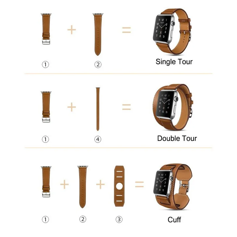 

2016 Men and women 3 in1 Genuine Leather watch Strap 38mm 42mm WatchBands for apple watchband 1:1 Original Metal Adapters