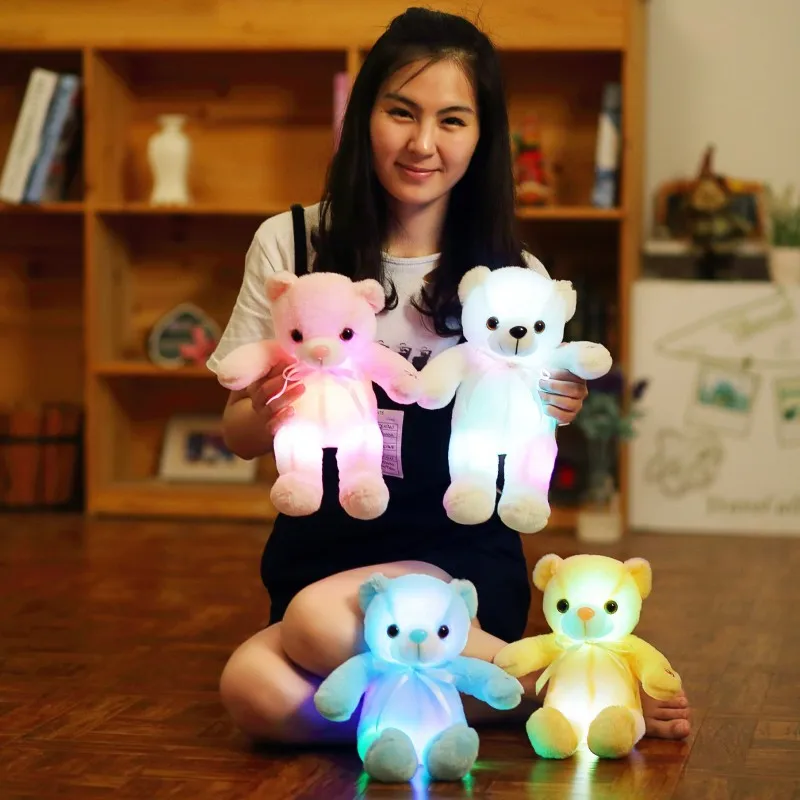 

Newest 35cm Cute Creative Luminous Plush Toy bear Doll Glowing LED Light Animal Toys Colorful Doll Pillow Children's Lovely Gift