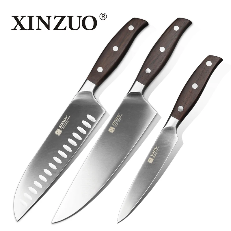  XINZUO Kitchen tool 3 PCs Kitchen Knife Set Utility Chef Knife Germany 1.4116 Stainless Steel Kitch - 32723753381