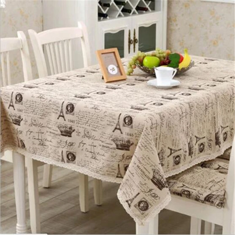 TC619 Pastoral Style Cotton coffee Color Tablecloth Table Covers for Home Decoration Table