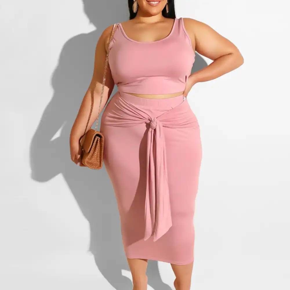 plus size two piece skirt set